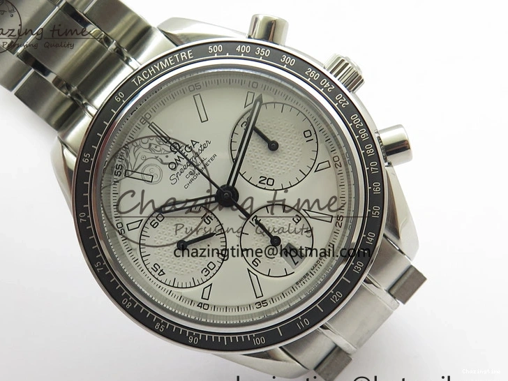 0207 Elegant Speedmaster Racing Master SS HRF 1:1 Best Edition White Dial on SS Bracelet A 7864